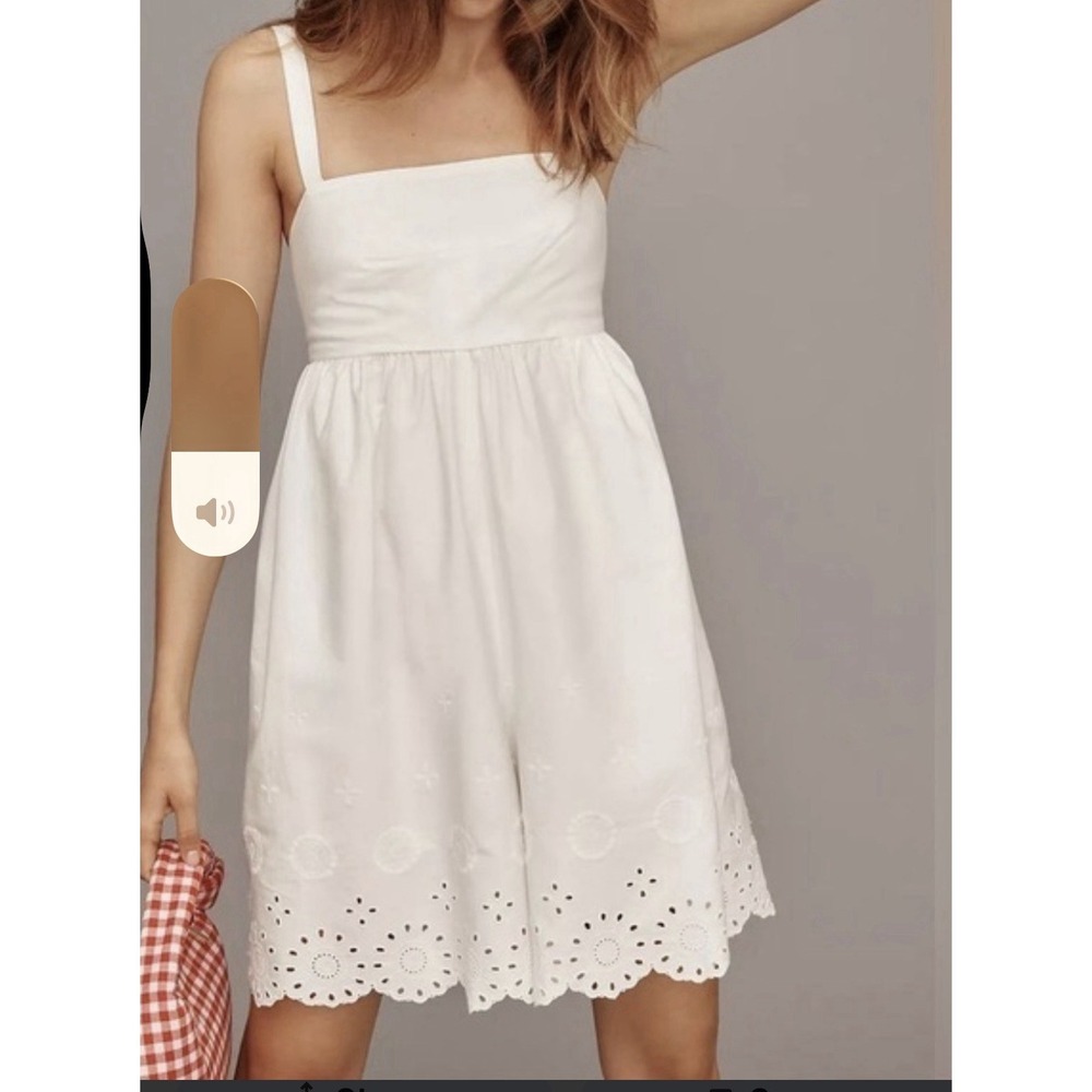 Maeve by Anthropologie XS Eyelet Romper White Peasant Bohemian Spring Floral